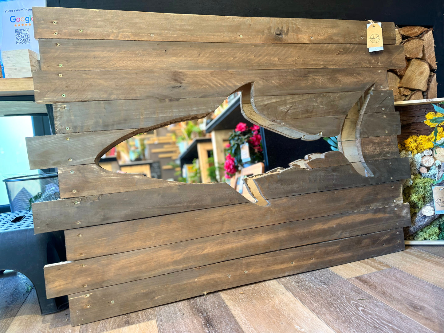Tableau miroir lumineux requin (non expediable)