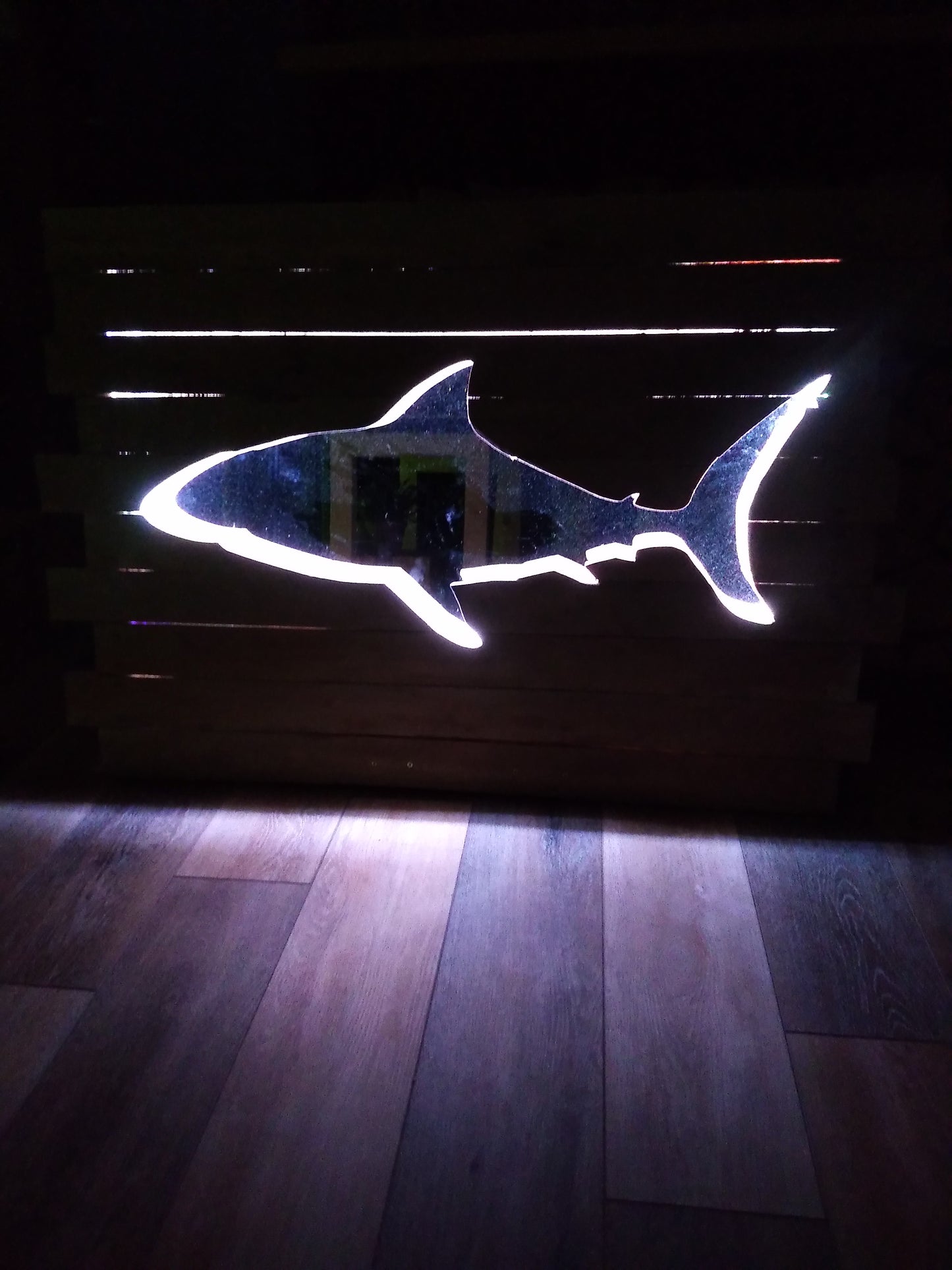 Tableau miroir lumineux requin (non expediable)