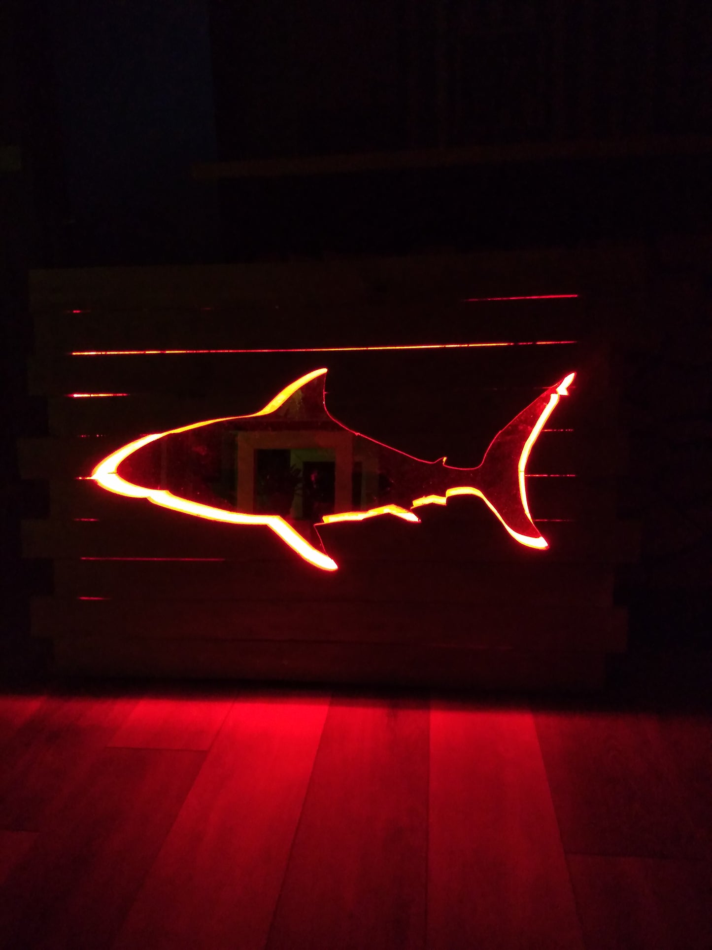 Tableau miroir lumineux requin (non expediable)