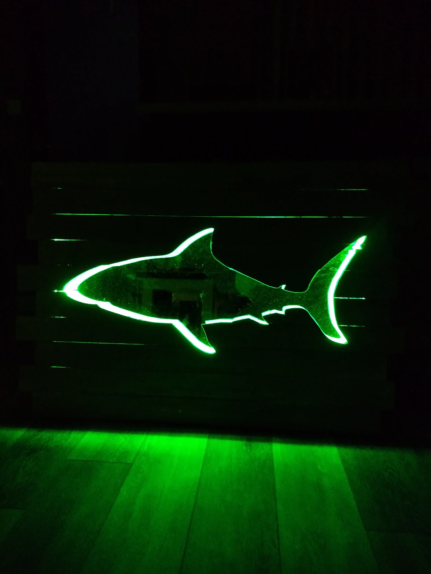 Tableau miroir lumineux requin (non expediable)
