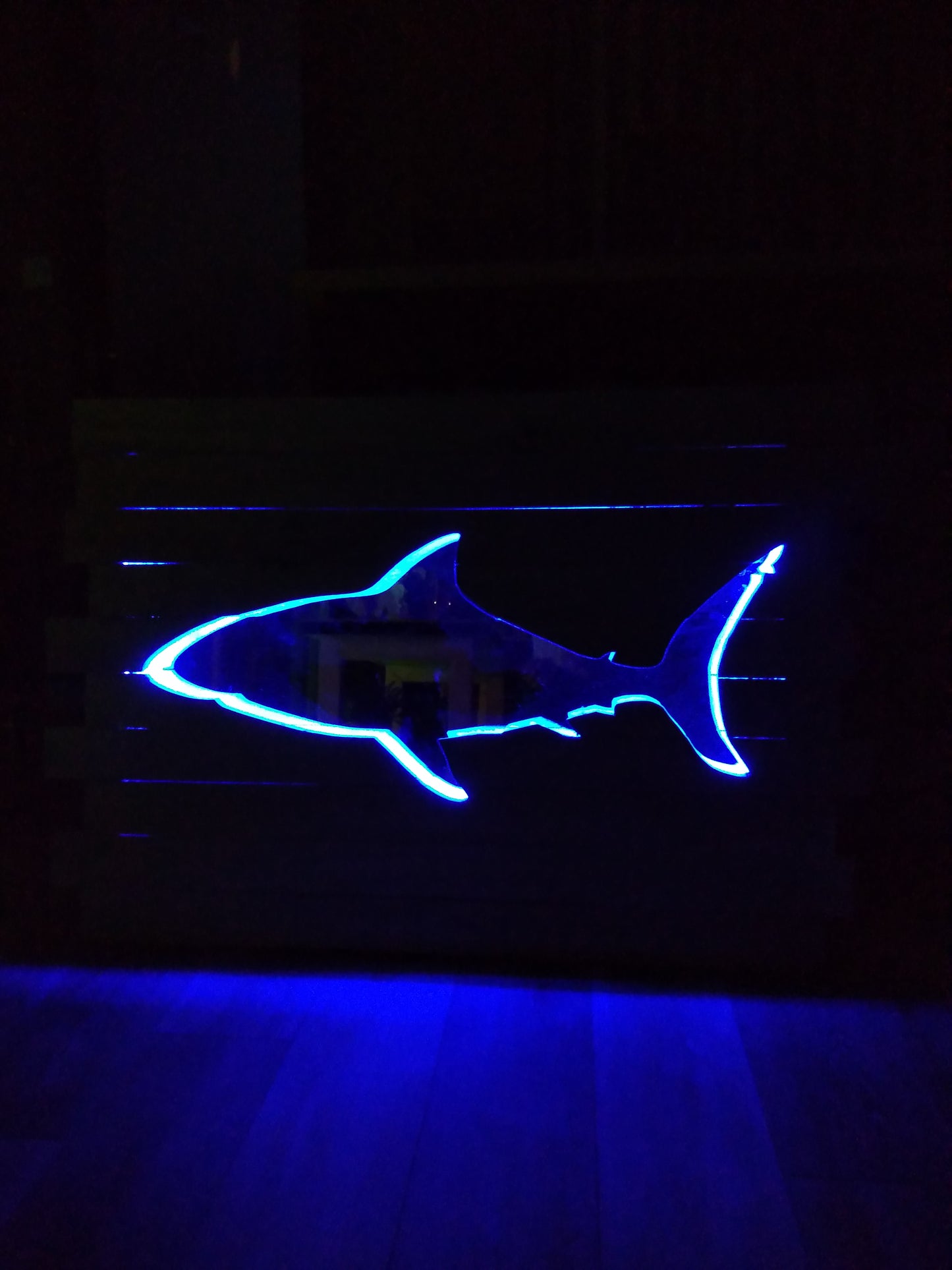 Tableau miroir lumineux requin (non expediable)