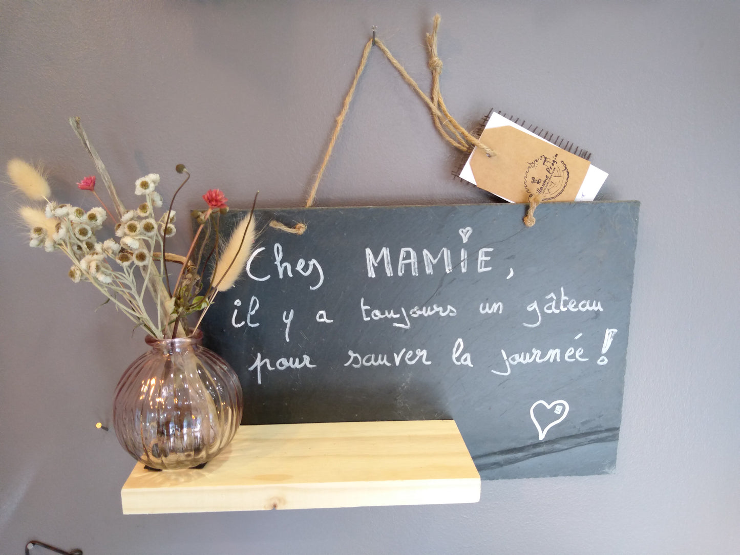 X Ardoise citation et fleurs séchées