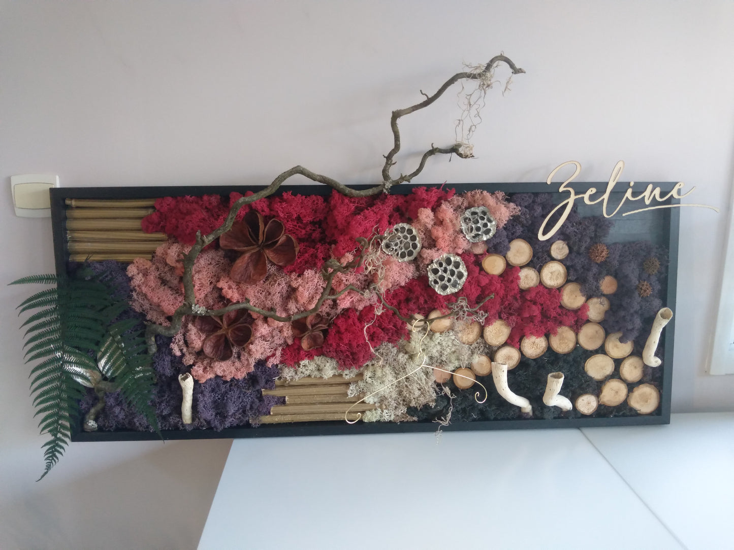 Cadre végétal stabilisé – Élégance Girly 110x45cm x4cm