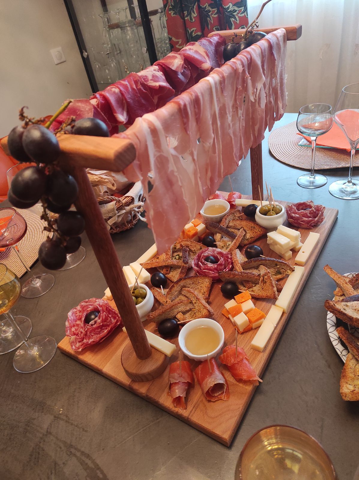 Planche apéritive suspension tranche de jambon