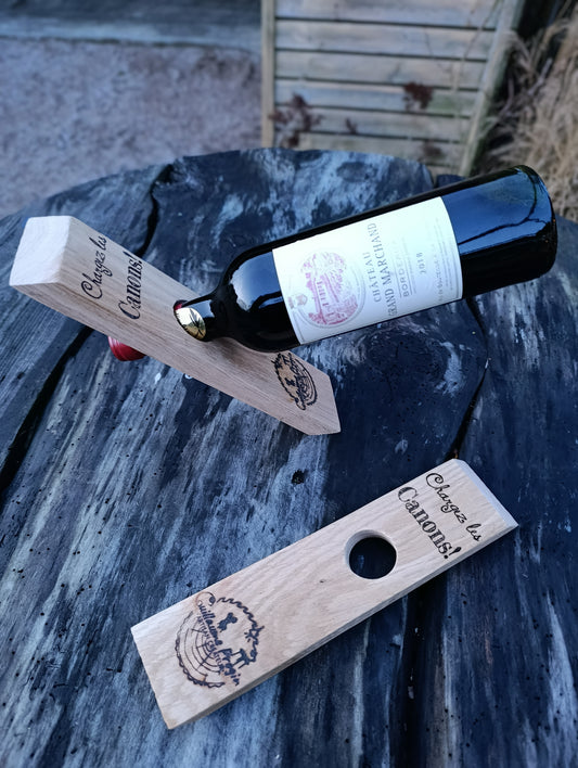 Support bouteille de vin "chargez les canons"