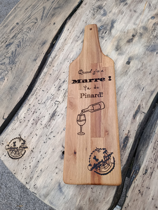 Planche à découper bouteille (décor quand y en a marre) 40x11 cm ep 1,8mm